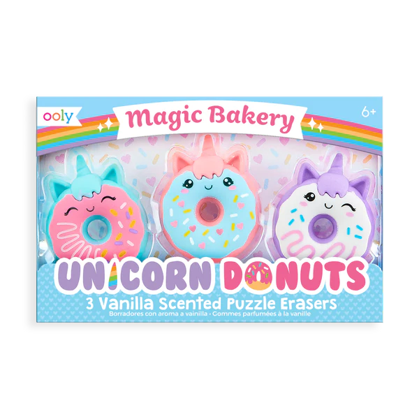 Set 3 Gomas de Borrar Magic Bakery Unicorn Donuts