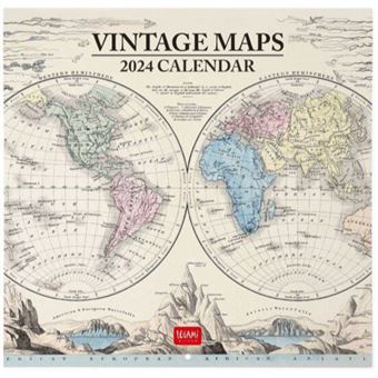 Calendario 2024 Vintage Maps 12 Meses