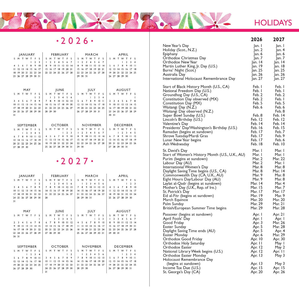 Agenda 2026 Watercolor Garden 24 Meses