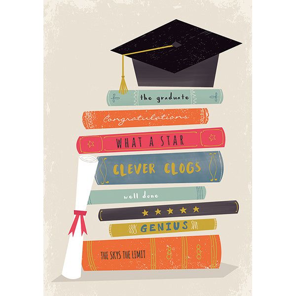 Tarjeta con Sobre Graduación Cap on Books