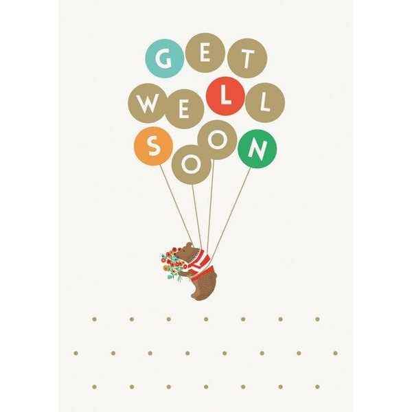 Tarjeta con Sobre Get Well Soon Balloons