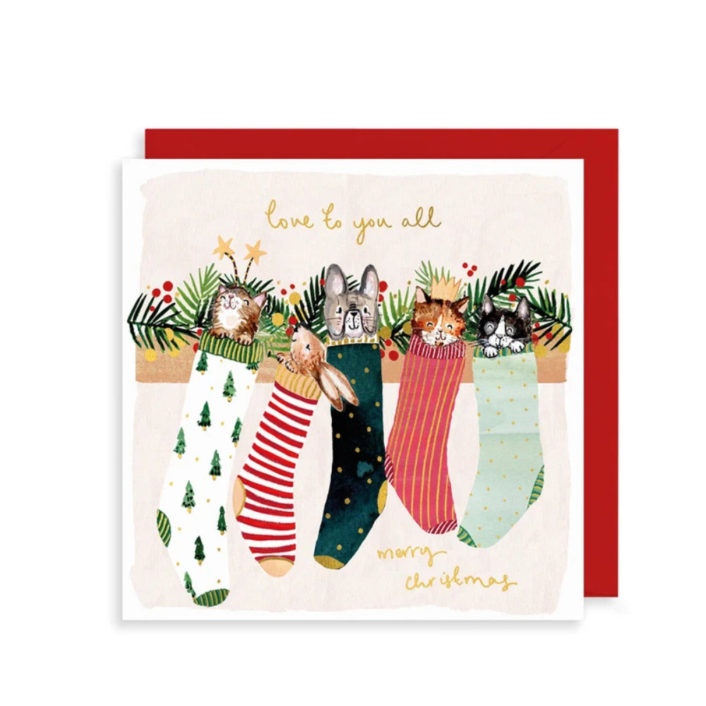 Tarjeta con Sobre Navidad Animales en Calcetines – La Papelaria
