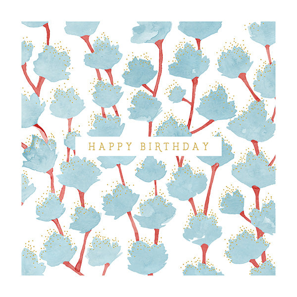 Tarjeta con Sobre Happy Birthday Blue Leaves