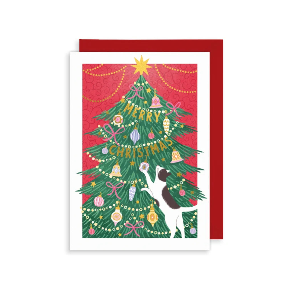 Tarjeta con Sobre Navidad Gato y Árbol de Navidad – La Papelaria