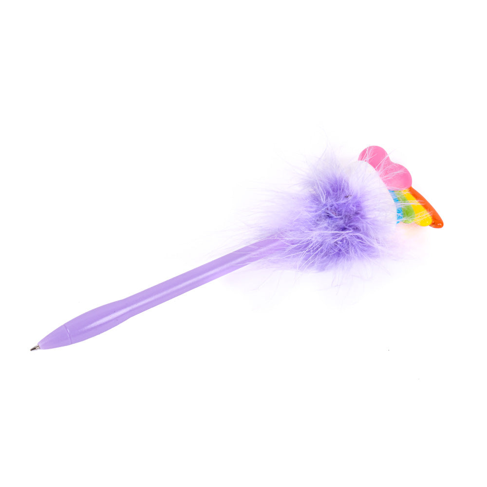 Boligrafo Pompom Morado Arcoiris