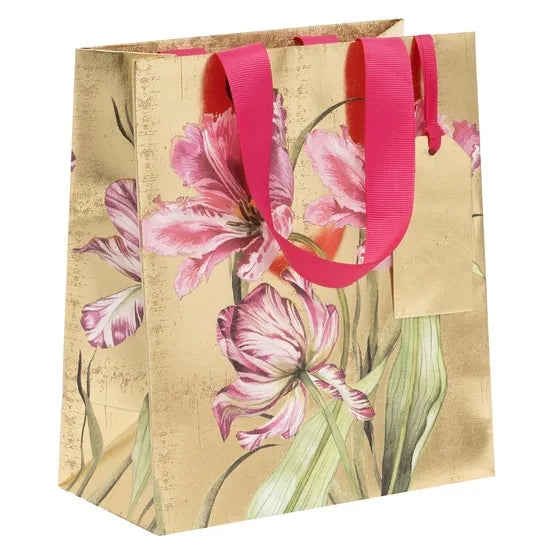 Bolsa Regalo Mediana Dorada Tulipanes