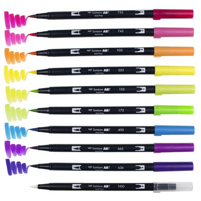 Set 10 Marcadores Dual Brush Colores Vivos