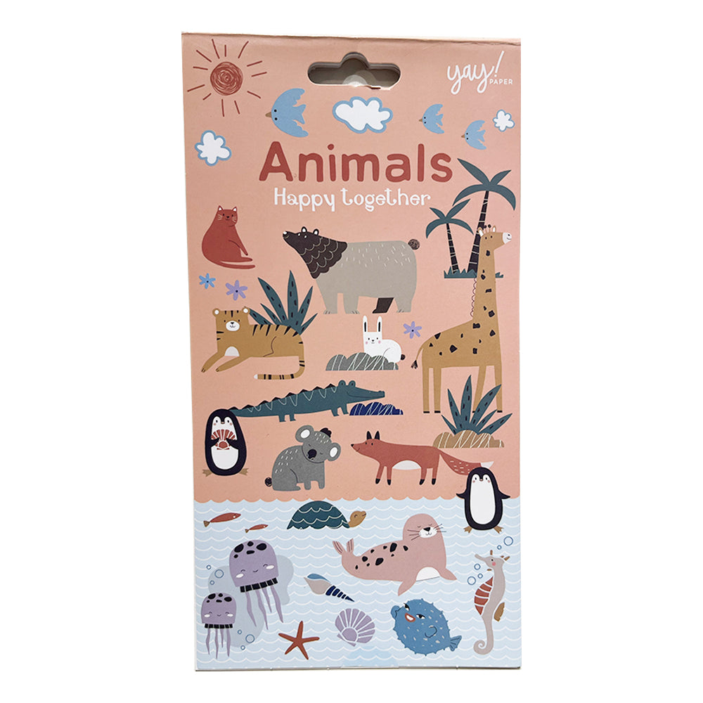 Set Stickers Animals Happy Together